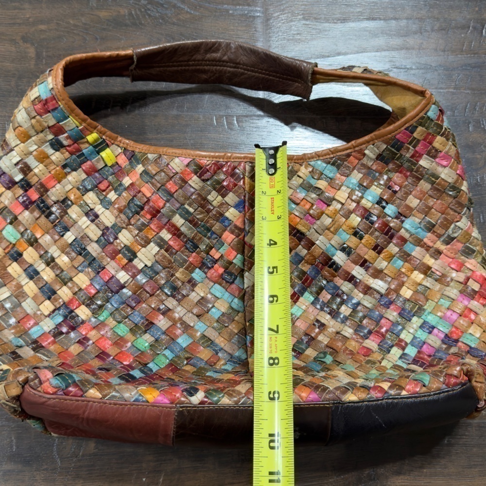 Leather Multicolor Woven Bag - image 5